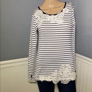 NWOT Black and White Striped Long Tee